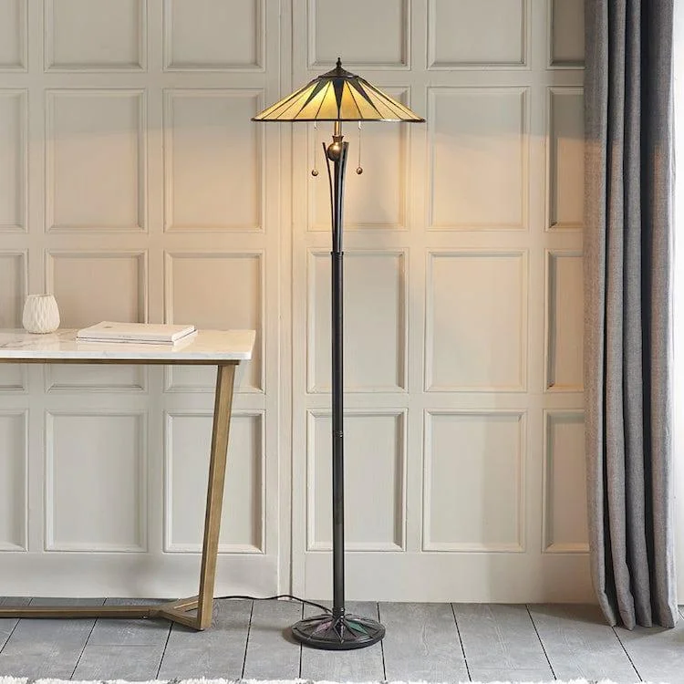 USB Charging Port Floor Lamp for Convenient Device ChargingInteriors 1900 Dark Star Tiffany Floor Lamp