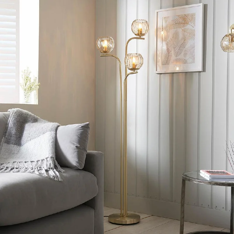 Metal Floor Lamp with a Matte Black Finish for a Sleek LookDimple 3 Light Brass Floor Lamp