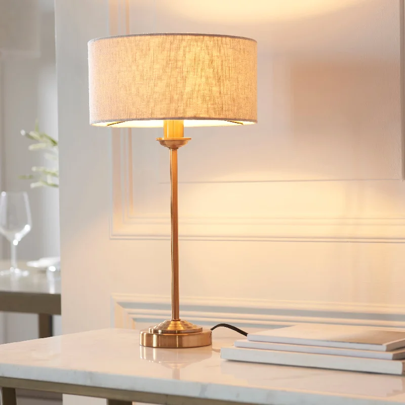 Marble Base Floor Lamp for a Touch of LuxuryEndon Highclere Vintage Brass Table Lamp - Natural Shade