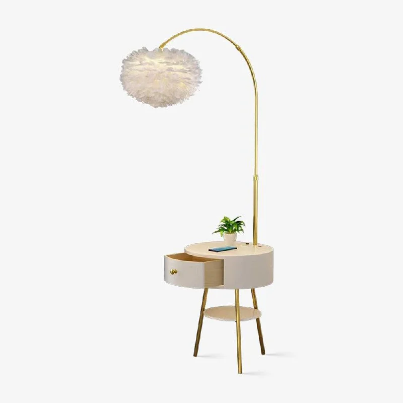 Fabric Floor Lamp with a Linen Shade for a Relaxed AestheticFeather Drawer Floor Lamp