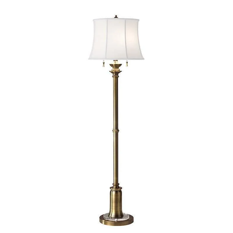 USB Charging Port Floor Lamp for Convenient Device ChargingFeiss Stateroom Brass Floor Lamp With White Linen Shade