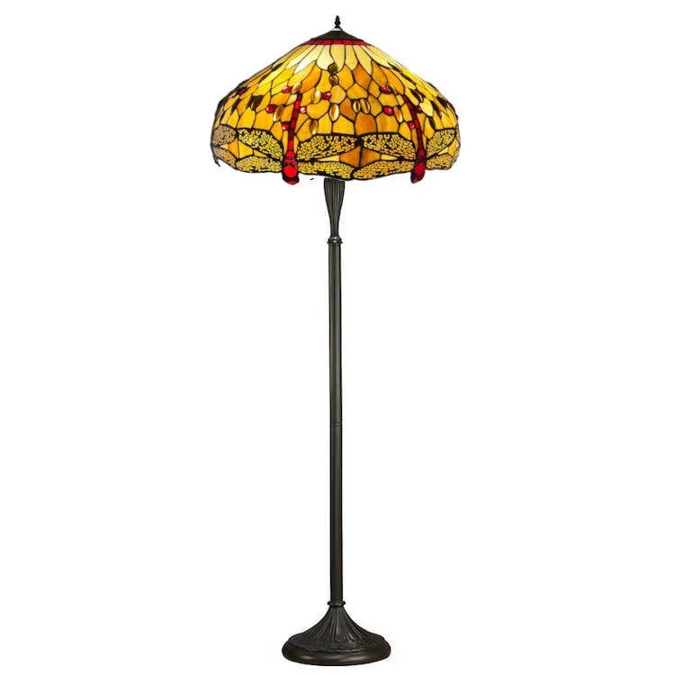 Fabric Floor Lamp with a Linen Shade for a Relaxed AestheticGolden Dragonfly Tiffany Floor Lamp