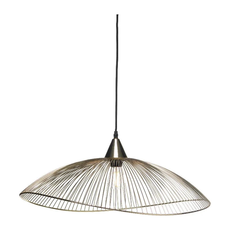 Wood Floor Lamp with Natural Grain for a Warm and Organic FeelOaks Lighting Helios Gold Single Ceiling Pendant - 66cm