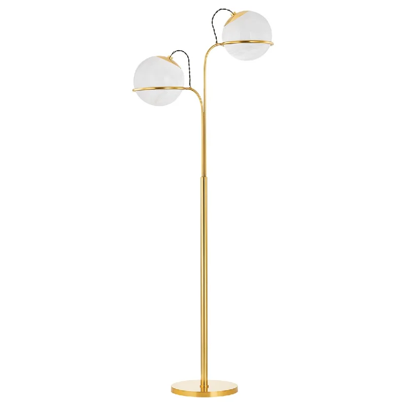 Glass Floor Lamp with Frosted Shades for Soft Diffused LightHingham Two Light Floor Lamp