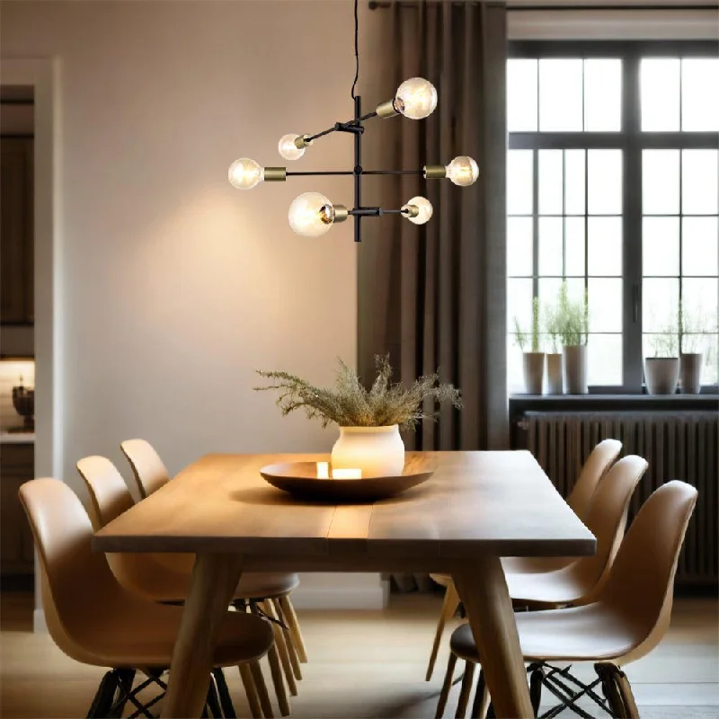 Energy - Efficient Industrial Lighting for Cost - SavingsJosefine Pendant Light 6Lt in Matt Black