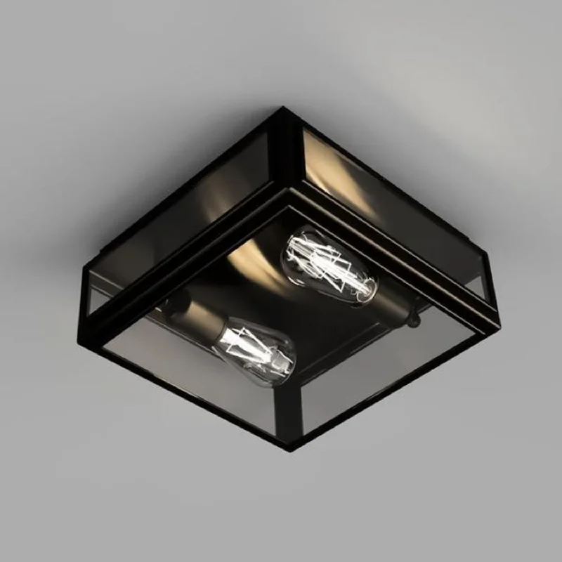 Industrial Exit Sign Lighting for Quick EvacuationLille Ceiling Light 2Lt Old Bronze in Clear or Frost Glass