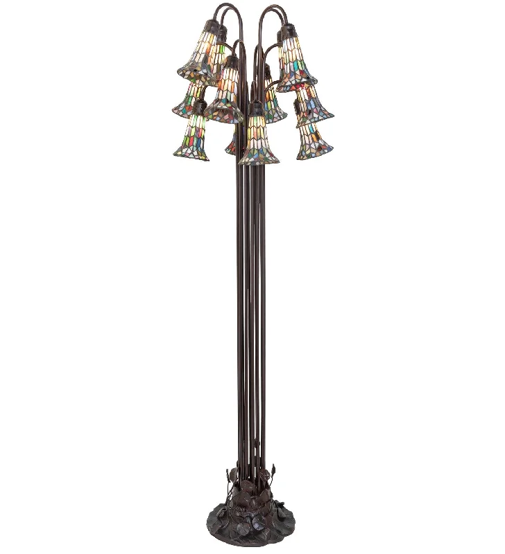 Dimmable Floor Lamp for Adjustable Lighting AmbianceStained Glass Pond Lily 12 Light Floor Lamp