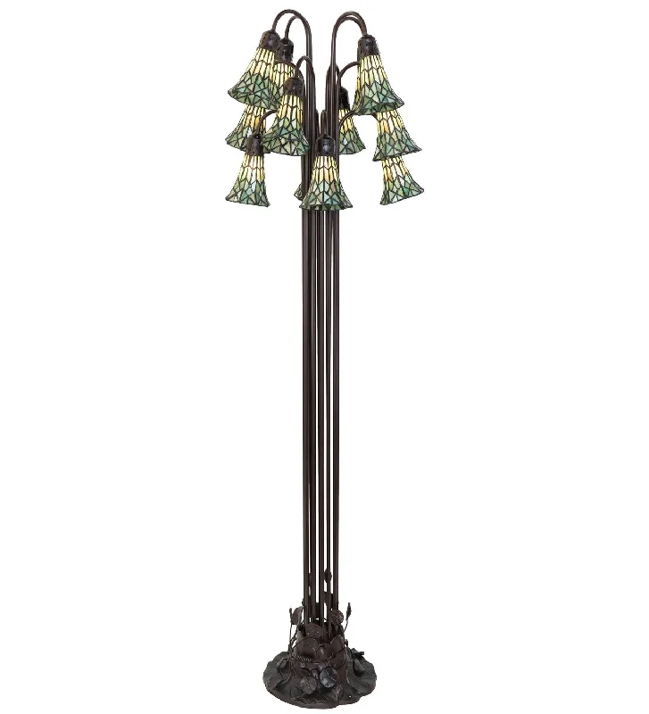 Bohemian Inspired Floor Lamp for Eclectic Home DecorStained Glass Pond Lily 12 Light Floor Lamp