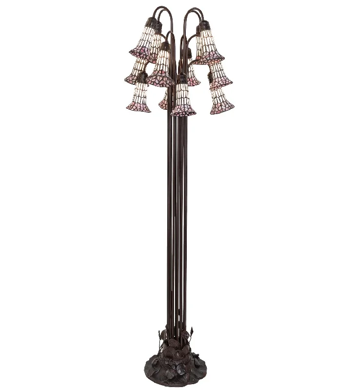 Dimmable Floor Lamp for Adjustable Lighting AmbianceStained Glass Pond Lily 12 Light Floor Lamp