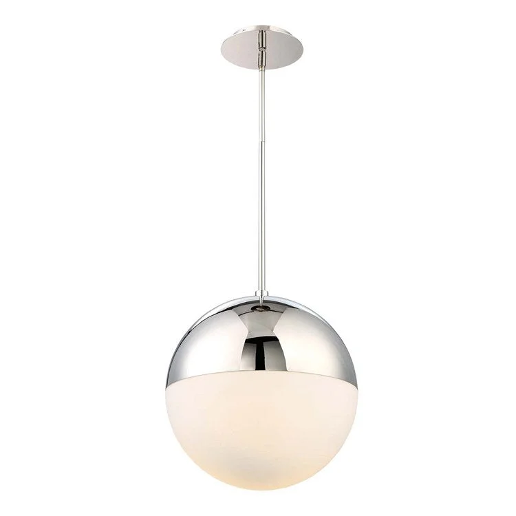 Metal Ceiling Lights in Brass, Copper, Stainless Steel, and IronPunk Single-Light 14" Round LED Pendant 3500K