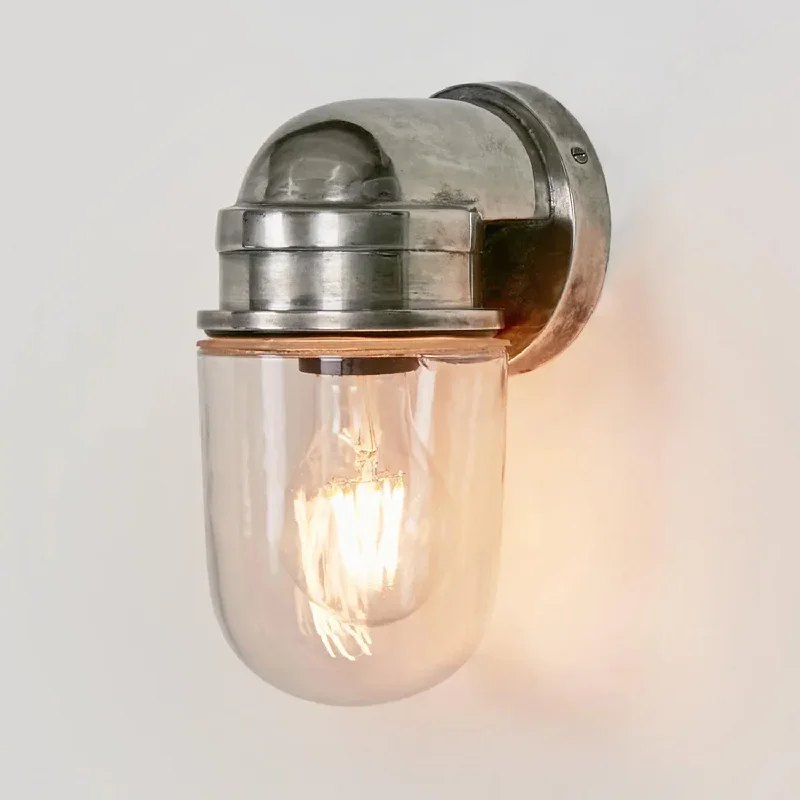 Dimmable Industrial Lighting for Ambiance ControlNautical Outdoor Wall Light in Brass or Silver