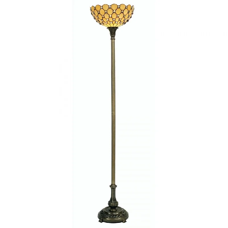 Rustic Farmhouse Style Floor Lamp for Cozy BedroomsOaks Jewel Torchiere Tiffany Floor Lamp Uplighter