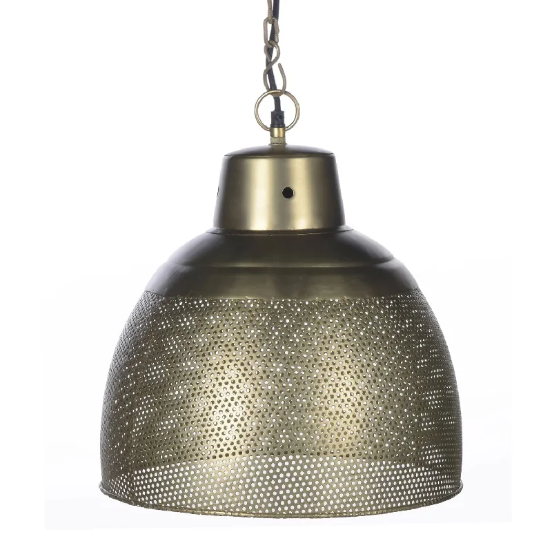 Low - Bay Industrial Lighting Fixtures for Small FactoriesRiva Perforated Iron Dome Pendant Light E27 in Brass/Copper/Zinc (Small/Medium/Large) Zaffero