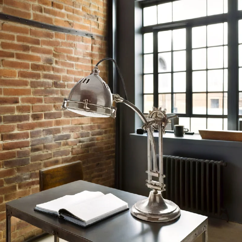 Industrial Lighting for Printing Press FacilitiesSeabury Desk Lamp in Antique Silver Emac and Lawton Lighting - ELPIM50369AS