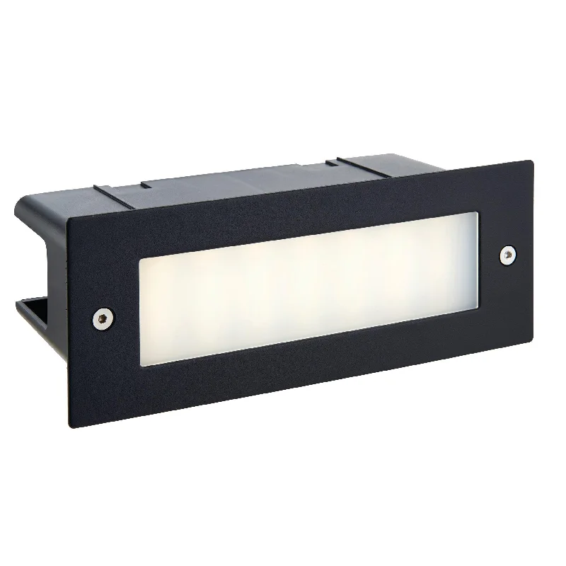 Metal Floor Lamp with a Matte Black Finish for a Sleek LookSeina Black LED Brick Light IP44 3.5W - Cool White