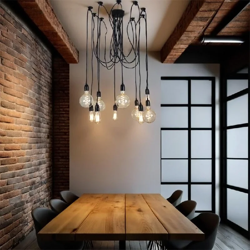 Industrial Lighting for Metal Fabrication ShopsUltra Modern 10 Light Pendant Light in Black or White