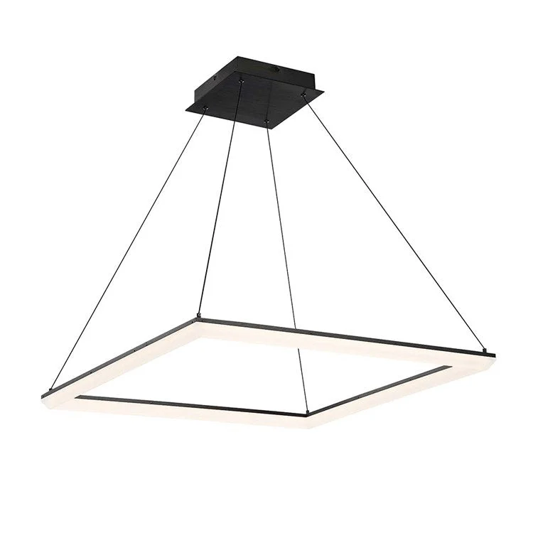 Metal Ceiling Lights in Brass, Copper, Stainless Steel, and IronFrame Single-Light Square 28" LED Pendant 3000K