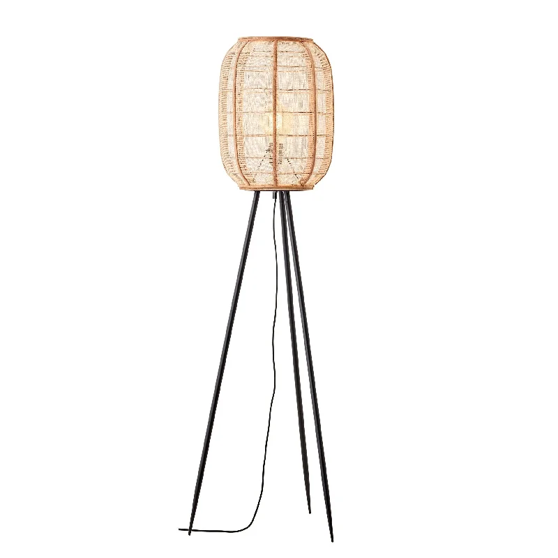 Metal Floor Lamp with a Matte Black Finish for a Sleek LookZaire Black Floor Lamp With Natural Linen Shade