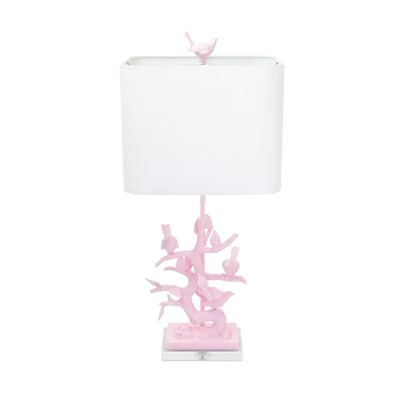 metal table lamps with a matte black finish for a sleek appearance29"H Bird on Branch Table Lamp-Blushing Bride Pink