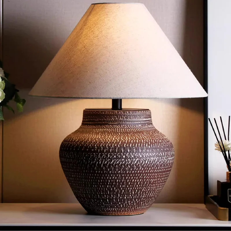 gothic style table lamps with dark finishes for a mysterious lookAya Ceramic Jar Table Lamp