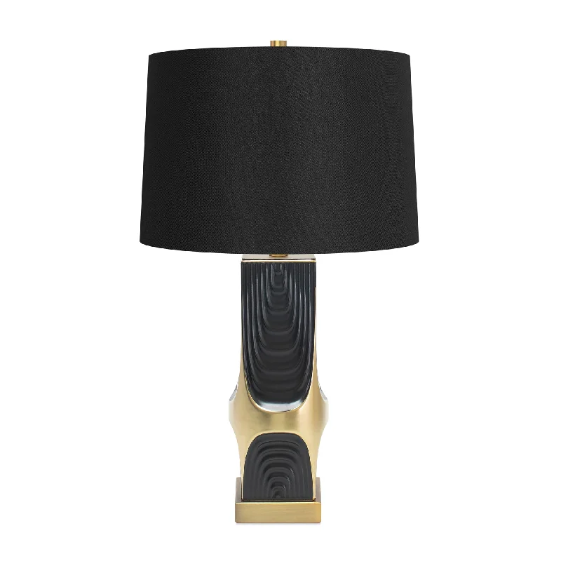 asian inspired table lamps with bamboo accents for a zen atmosphereBlack and Gold Drape Table Lamp-with 14x16x10 Black Linen Shade