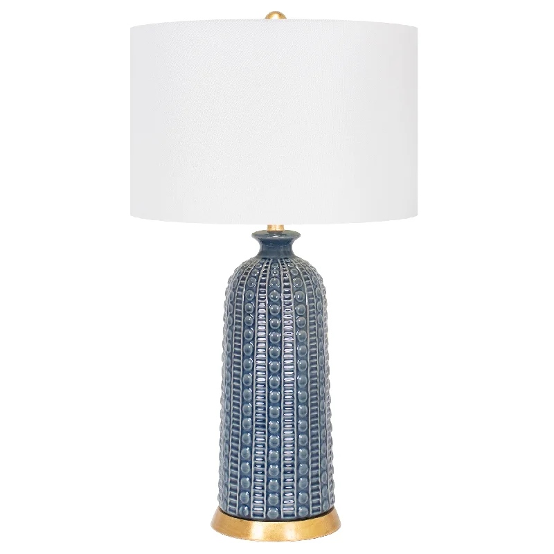 victorian style table lamps with ornate details for traditional homesDenim Blue Melrose Table Lamp-with 17x17x11 White Classic Linen Shade