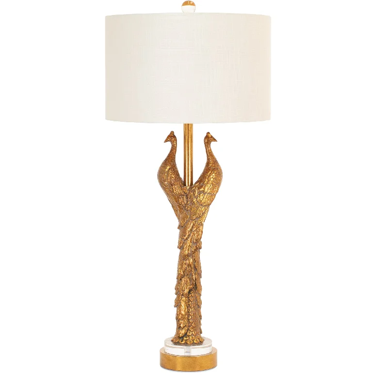 art deco table lamps with geometric shapes for a retro touchGolden Peacock Table Lamp