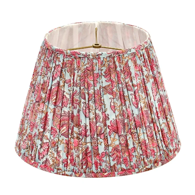 gothic style table lamps with dark finishes for a mysterious lookGrace in Blue and Pink Flowered Pleated Lamp Shade