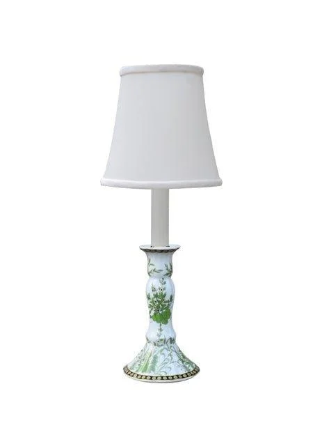 asian inspired table lamps with bamboo accents for a zen atmosphereGreen and White Floral Porcelain Mini Candle Stand Lamp