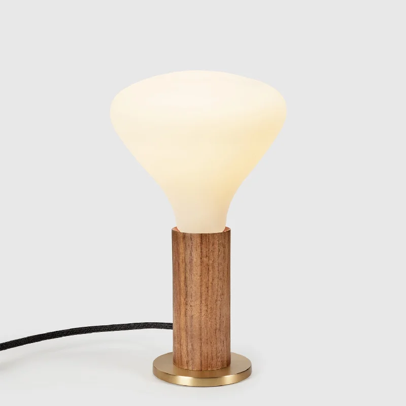 leather table lamps with a distressed texture for a rugged charmKnuckle Table Lamp in Walnut + Noma