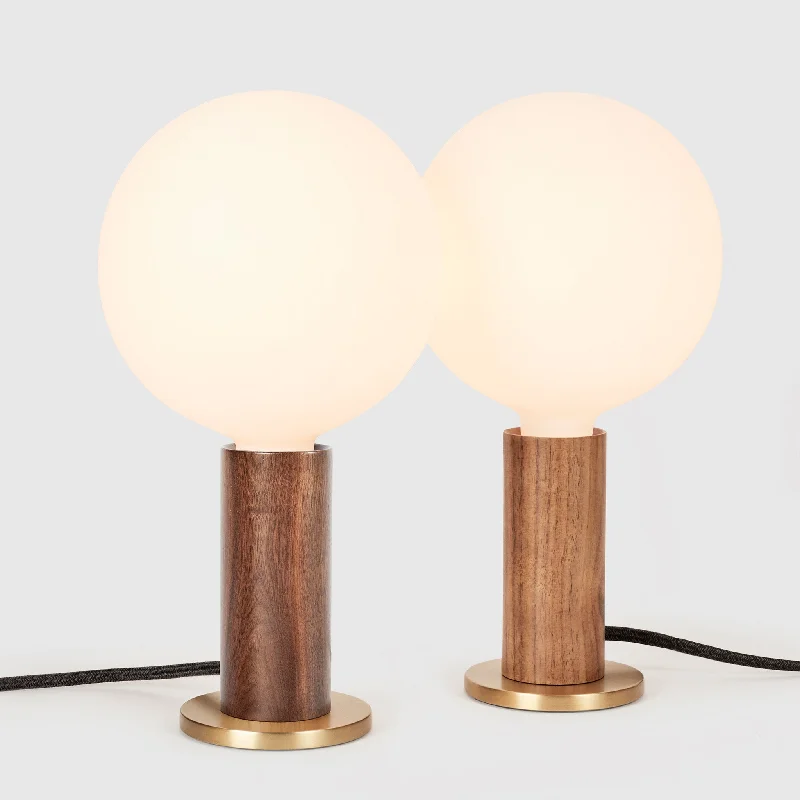 asian inspired table lamps with bamboo accents for a zen atmosphereKnuckle Table Lamp in Walnut + Sphere IV - Set of 2