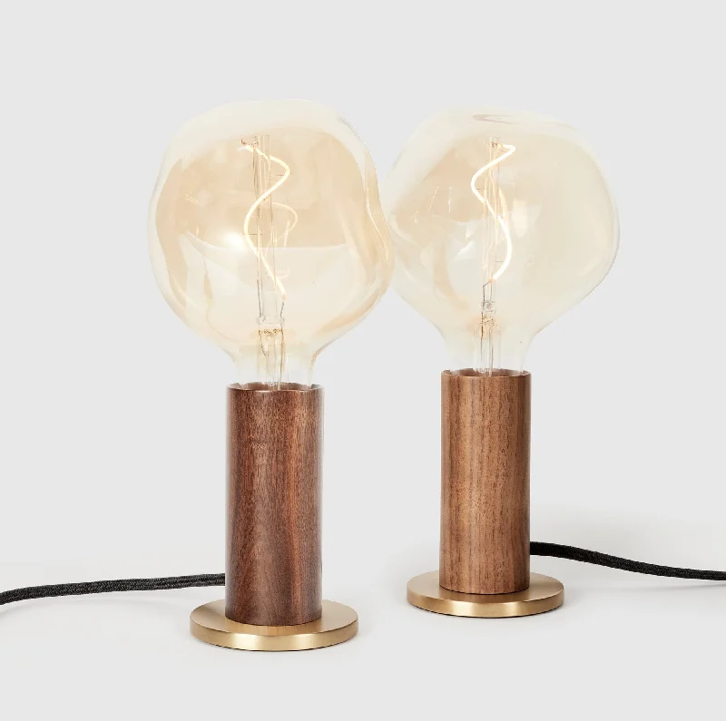 metal table lamps with a matte black finish for a sleek appearanceKnuckle Table Lamp in Walnut + Voronoi I - Set of 2