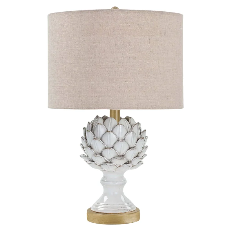 gothic style table lamps with dark finishes for a mysterious lookLeafy Artichoke Ceramic Table Lamp (Off White)