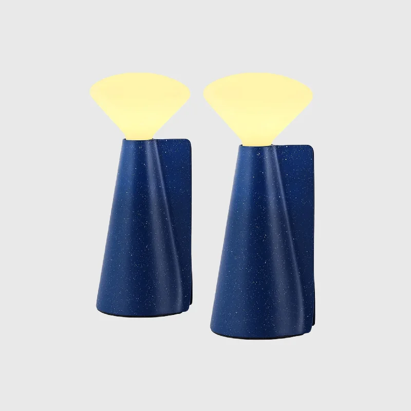 art deco table lamps with geometric shapes for a retro touchMantle Portable Lamp in Cobalt Blue - Set of 2