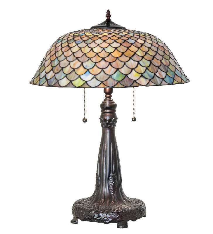 industrial style table lamps with exposed bulbs for loft apartmentsTiffany Fishscale Two Light Table Lamp