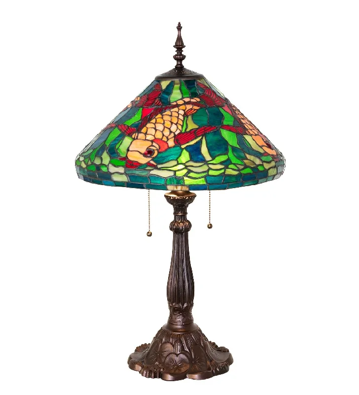 art deco table lamps with geometric shapes for a retro touchTiffany Koi Two Light Table Lamp