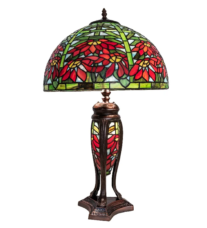 asian inspired table lamps with bamboo accents for a zen atmosphereTiffany Poinsettia 25"Table Lamp