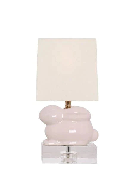 ceramic table lamps with hand painted designs for an artistic touchPink Bunny Porcelain Table Lamp with Shade