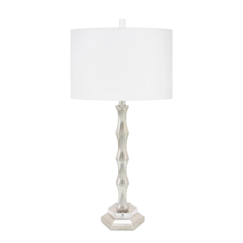 metal table lamps with a matte black finish for a sleek appearanceSilver Moso Table Lamp with Casual Linen Shade