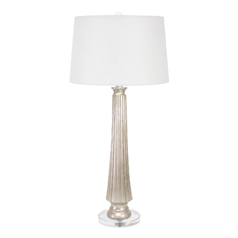 victorian style table lamps with ornate details for traditional homesSilver Squire Table Lamp- with Casual Linen Shade