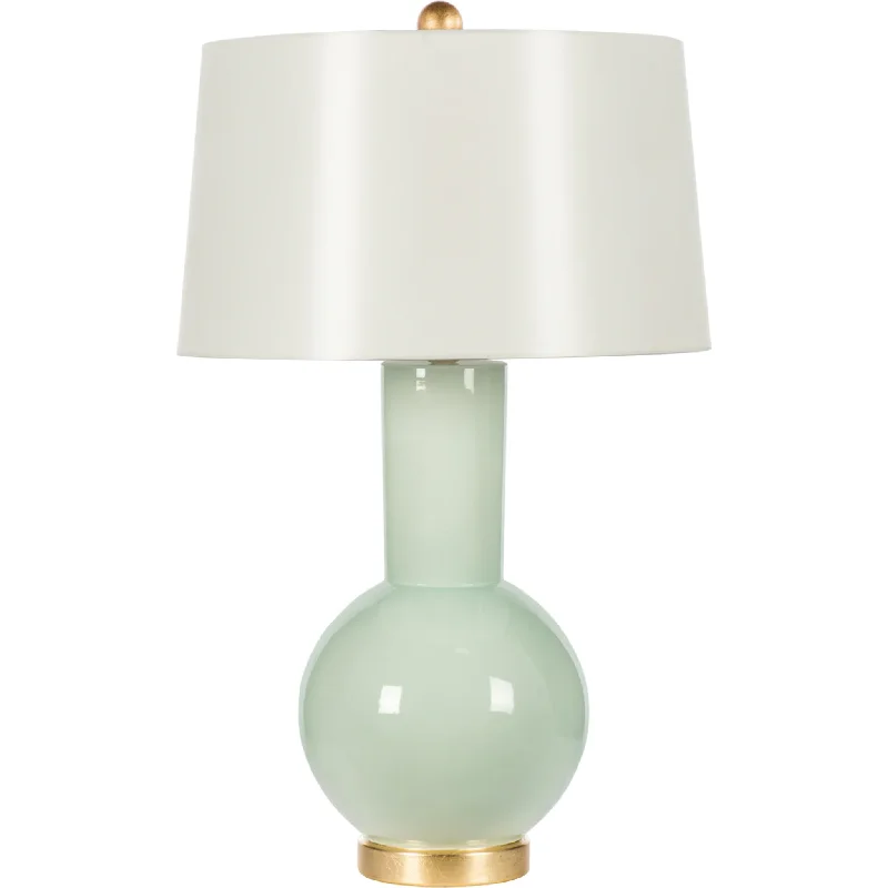 rustic farmhouse table lamps for cozy kitchensSpring Coventry Light Green Ceramic Table Lamp with Shade