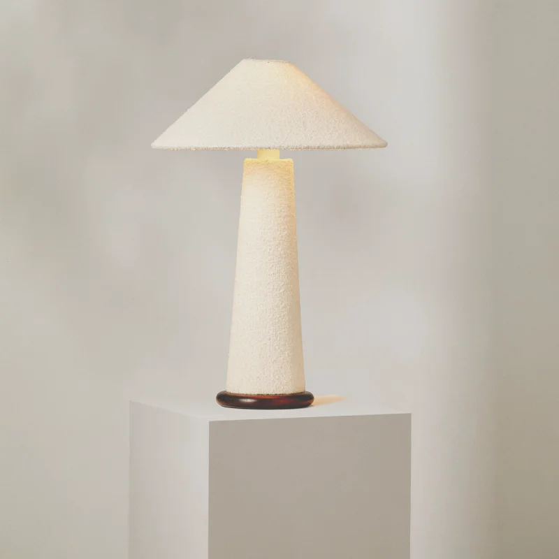 art deco table lamps with geometric shapes for a retro touchIvory Textured Boucle Table Lamp