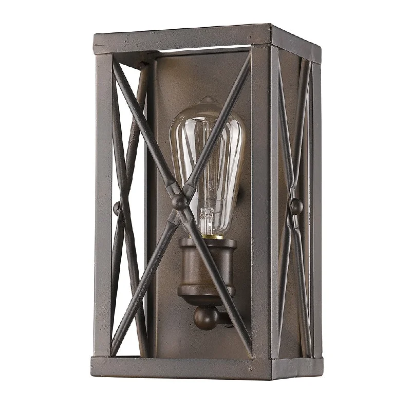 gothic style wall lamps with dark finishes for a mysterious libraryAntique Bronze Metal Geometric Wall Light By Homeroots