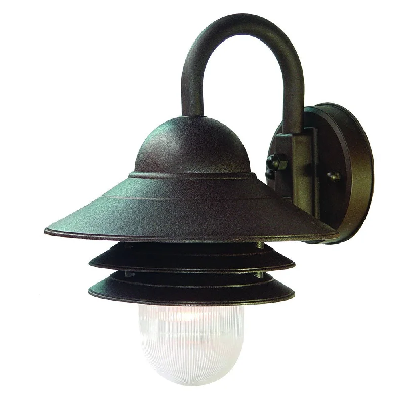 metal wall lamps with a matte black finish for a sleek and modern lookAntique Bronze Three Tier Lamp Shade Outdoor Wall Light By Homeroots