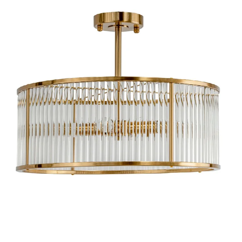 wood wall lamps with natural grain for a warm and organic feelFarrah Flush Mount - Brass