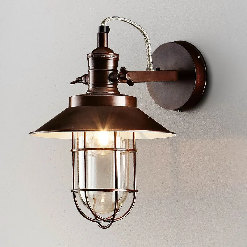 bohemian wall lamps with colorful glass for an eclectic hallwayMaine Sconce Copper