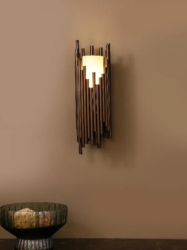 art deco wall lamps with geometric patterns for a retro - inspired bathroomFleur Haven Wall Light