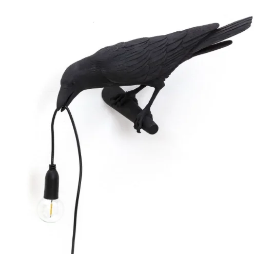 modern minimalist wall lamps for contemporary living roomsSeletti Bird Lamp Black - Wall Lamp - 3 weeks delivery time