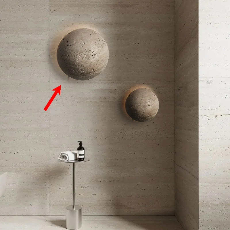 asian - inspired wall lamps with bamboo or paper shades for a zen - like Beige natural Travertine marble  Wall lamp 60109-W30