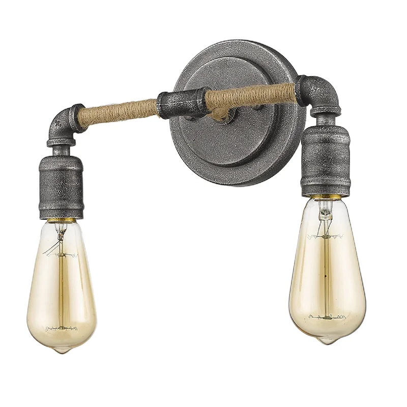 industrial style wall lamps with exposed bulbs for urban loftsTwo Light Industrial Textured Gray Wall Light By Homeroots